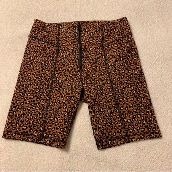 Free People Animal Print Bike Shorts “Lucky Strike” Cheetah Leopard High Rise - Picture 5 of 14